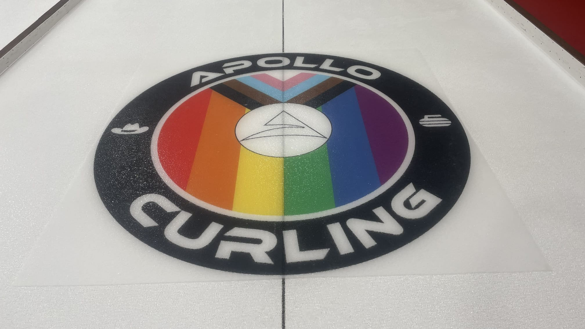 Apollo Curling logo in the ice