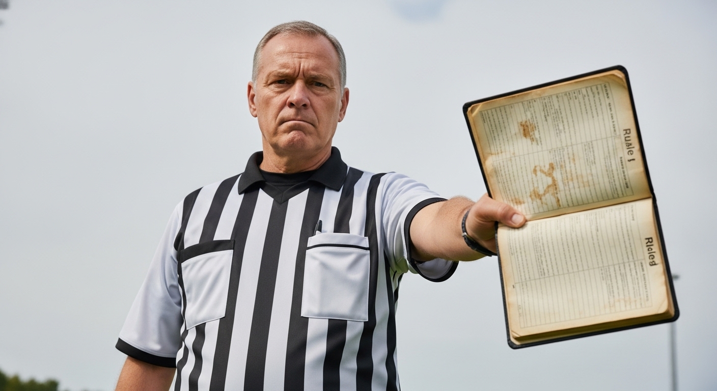 referee holding rule book